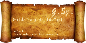 Gulácsy Szilárd névjegykártya